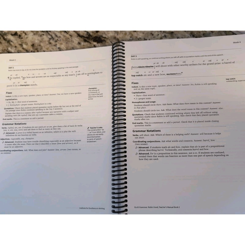 IEW FIX IT Grammar Robin Hood Teacher's Manual Book 2 Third Edition 2014 - Picture 6 of 7